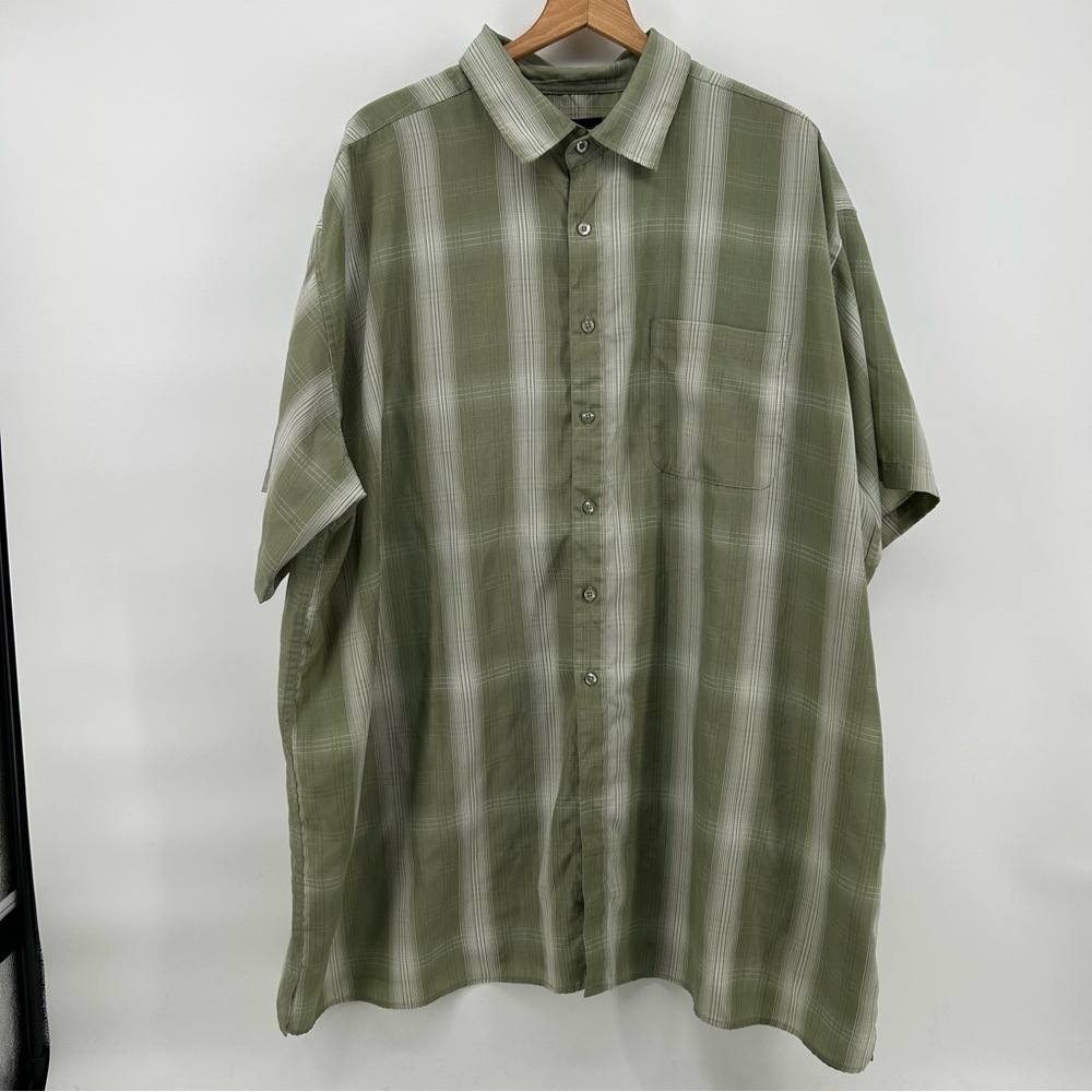 George Foreman Shirt Mens 3X Big Green Textured Stripe Button Down Relaxed
